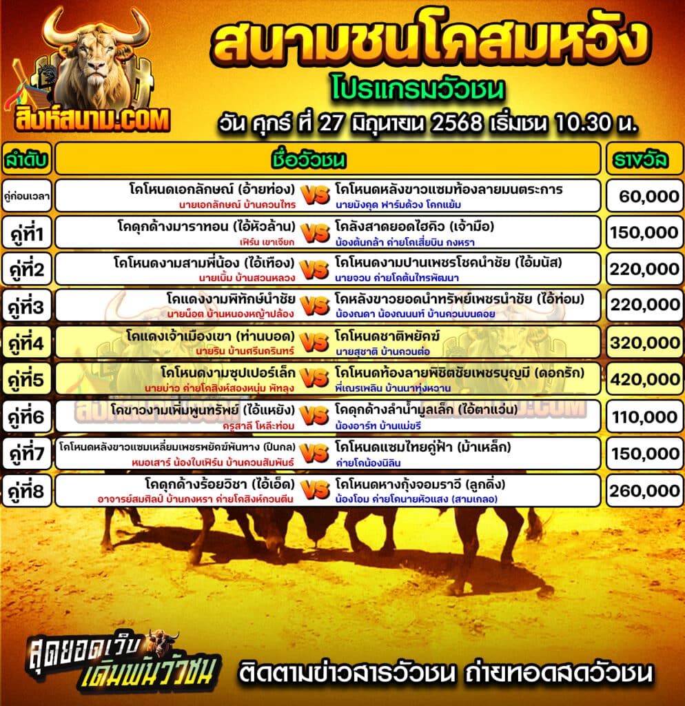 #ปฏิทินวัวชน #ปฏิทิน #ปฏิทินวัว #วัว #วัวชน #วัวชนวันนี้ #วัวชนล่าสุด #สิงห์สนาม #ดูวัวชน #วัวชนออนไลน์ #โปรแกรมวัวชน #วัวชนคู่เอก #ผลวัวชน #โปรแกมวัว #โปรแกรมวัวชน #วัวชนวันนี้ #วัว #วัวชนออนไลน์