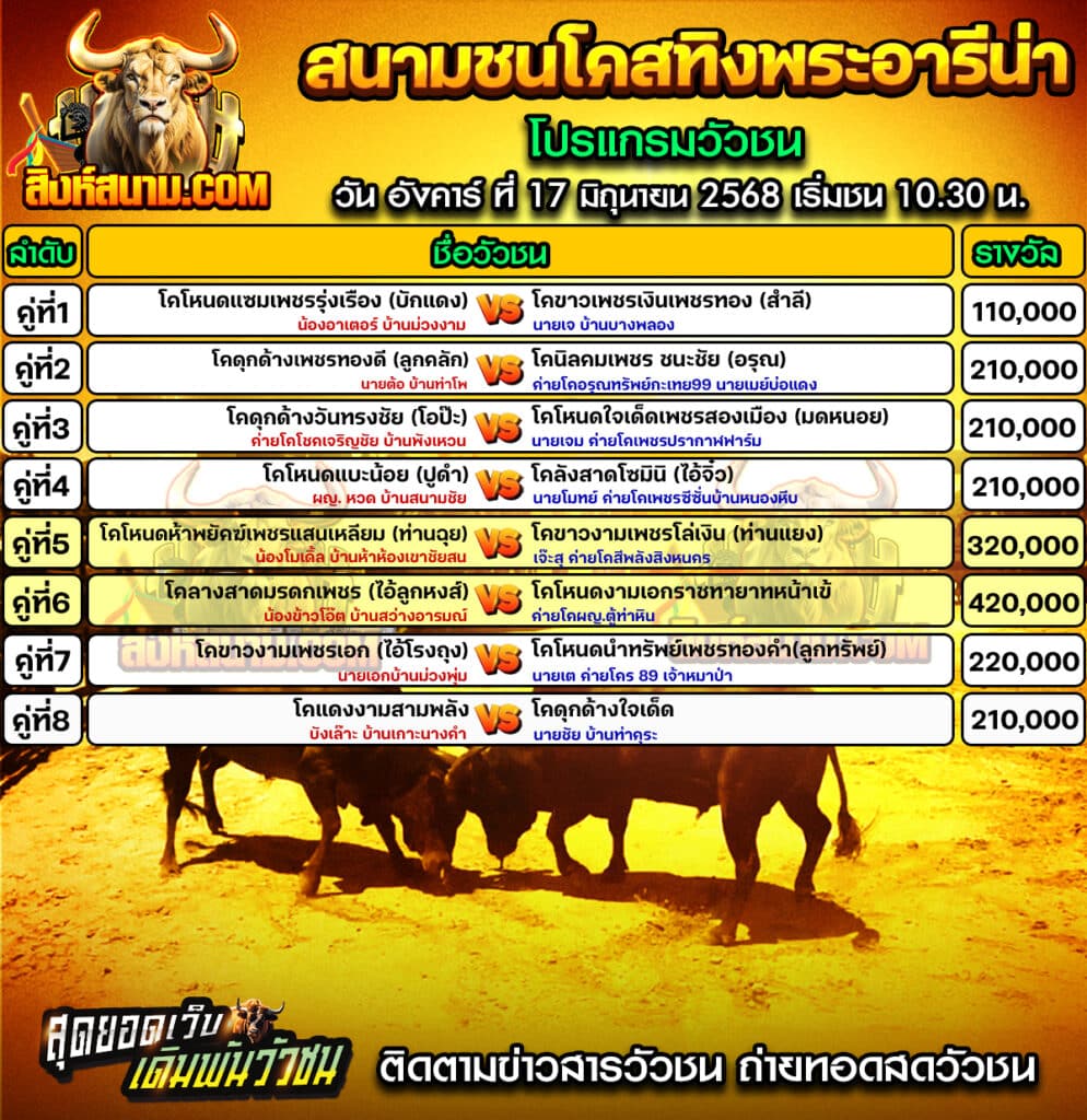 #ปฏิทินวัวชน #ปฏิทิน #ปฏิทินวัว #วัว #วัวชน #วัวชนวันนี้ #วัวชนล่าสุด #สิงห์สนาม #ดูวัวชน #วัวชนออนไลน์ #โปรแกรมวัวชน #วัวชนคู่เอก #ผลวัวชน #โปรแกมวัว #โปรแกรมวัวชน #วัวชนวันนี้ #วัว #วัวชนออนไลน์