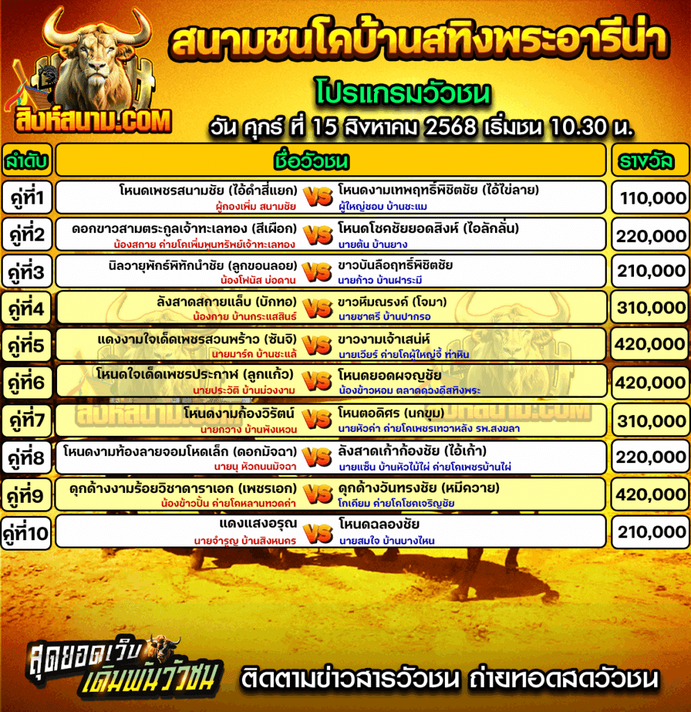สนามชนโคบ้านสทิงพระอารีน่า15