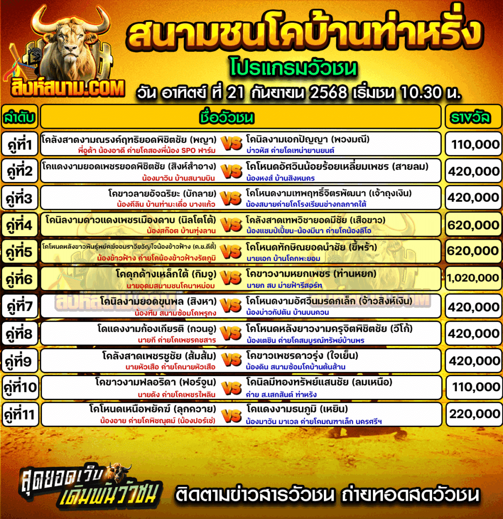 โปรแกรมวัวชนท่าหรั่ง
