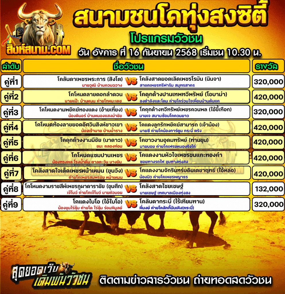 โปรแกรมวัวชนล่าสุด