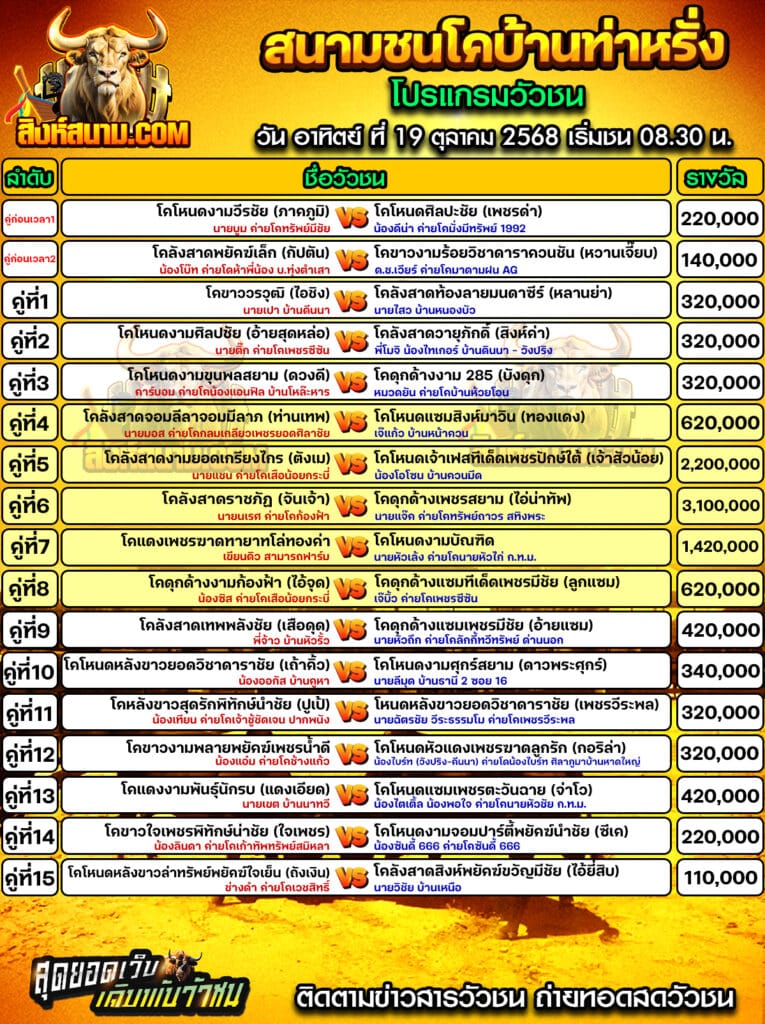 โปรแกรม ท่าหรั่ง วันที่19