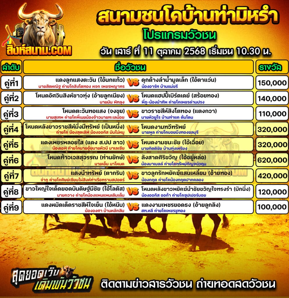 โปรแกรมสนามท่ามิหรำ