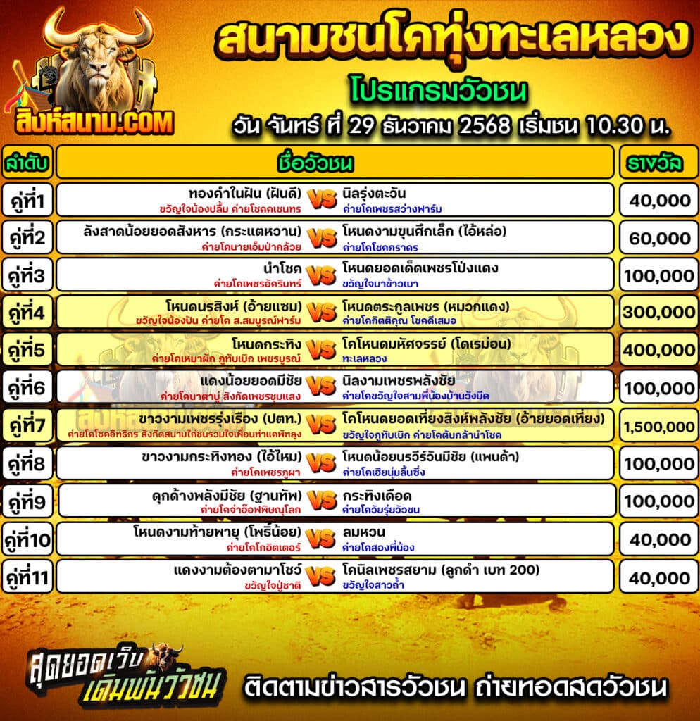 โปรแกรมทุ่งทะเลหลวง วันที่29