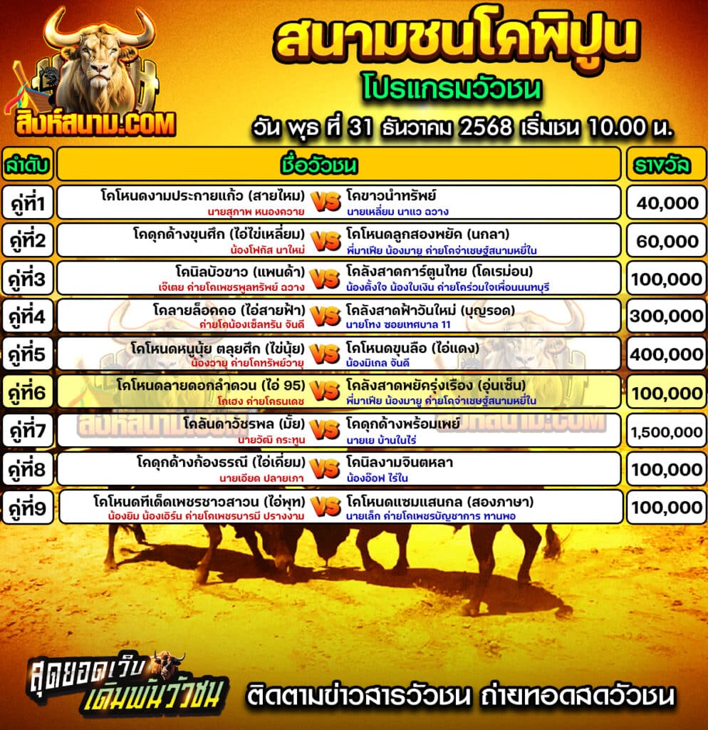 โปรแกรมพิปูน วันที่31