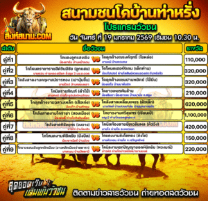 โปรแกรมวัวชนสนามกีฬาชนโคท่าหรั่ง