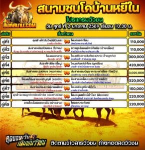 โปรแกรมวัวชน สนามกีฬาชนโคบ้านหยีใน