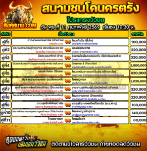 โปรแกรมวัวชน สนามกีฬาชนโคนครตรัง