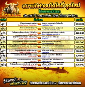 โปรแกรมวัวชน สนามกีฬาชนโคโกตี๋ ยุคใหม่