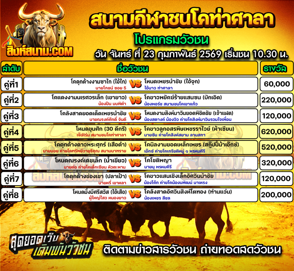 โปรแกรมท่าศาลา วันที่23
