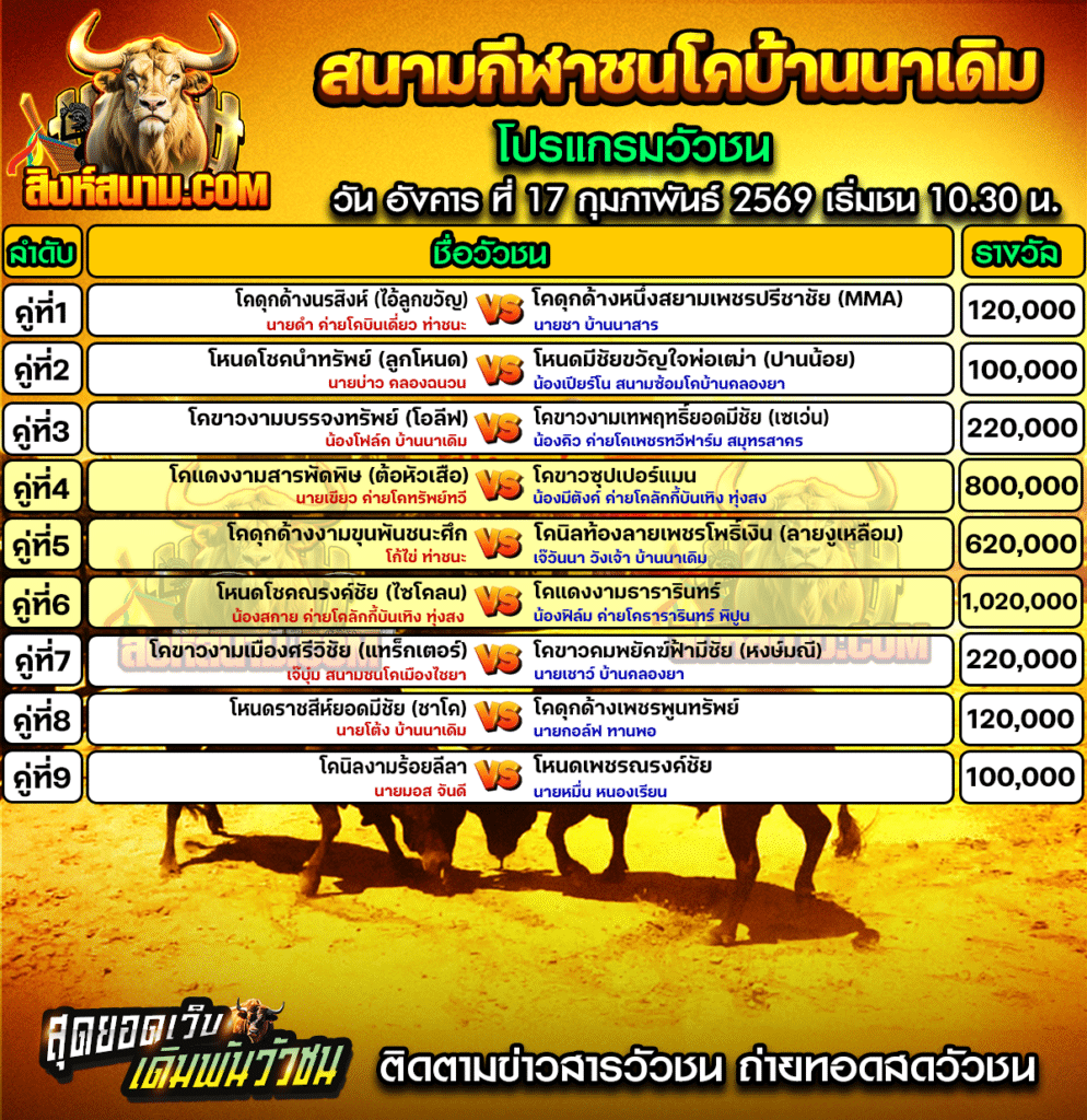 โปรแกรมนาเดิม วันที่17