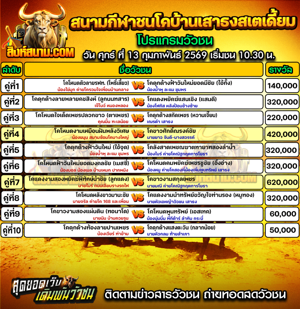 โปรแกรมสนามเสาธง วันที่13