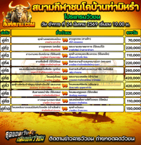 โปรแกรมวัวชน สนามกีฬาชนโคบ้านท่ามิหรำ