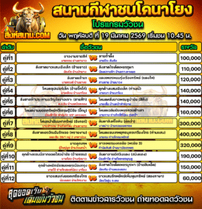 โปรแกรมวัวชน สนามกีฬาชนโคนาโยง