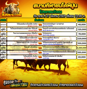 โปรแกรมวัวชน สนามกีฬาชนโคพิปูน