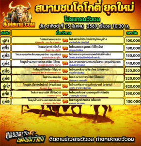 โปรแกรมวัวชน สนามกีฬาชนโคโกตี๋ ยุคใหม่