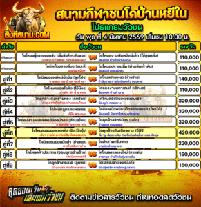 โปรแกรมวัวชน สนามกีฬาชนโคบ้านหยีใน
