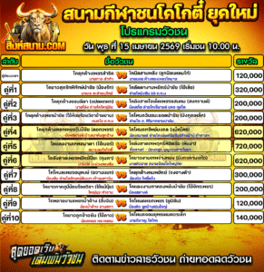 โปรแกรมวัวชน สนามกีฬาชนโคโกตี๋ ยุคใหม่
